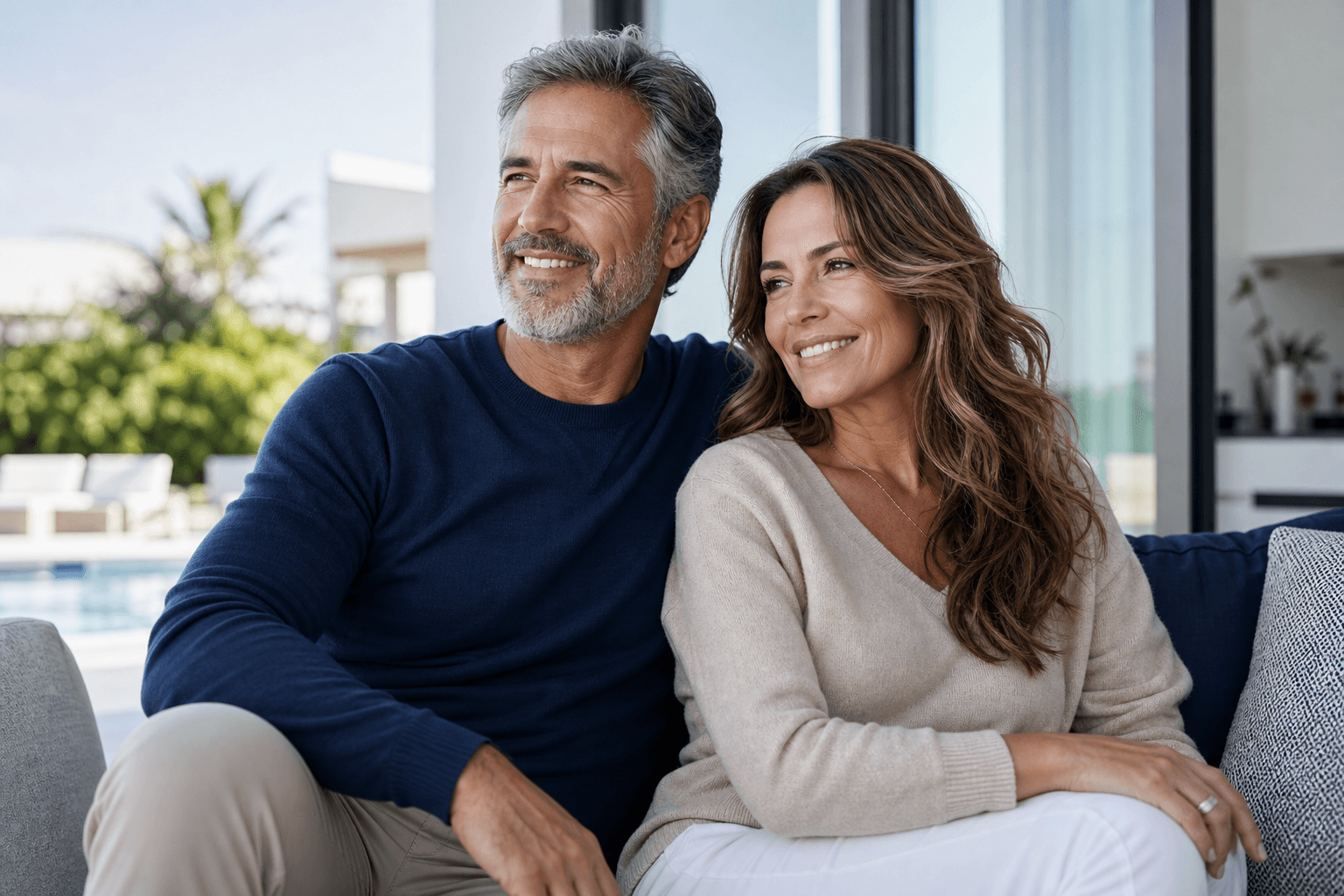 Confident mature couple enjoying a calm wellness routine